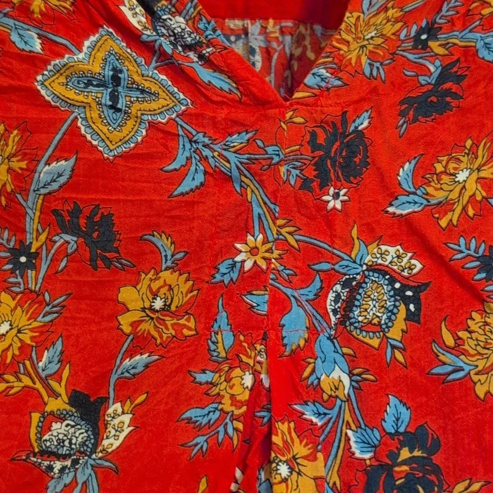 Lucky Brand Paisley Split Neck Blouse, 100% Modal - Picture 5 of 11